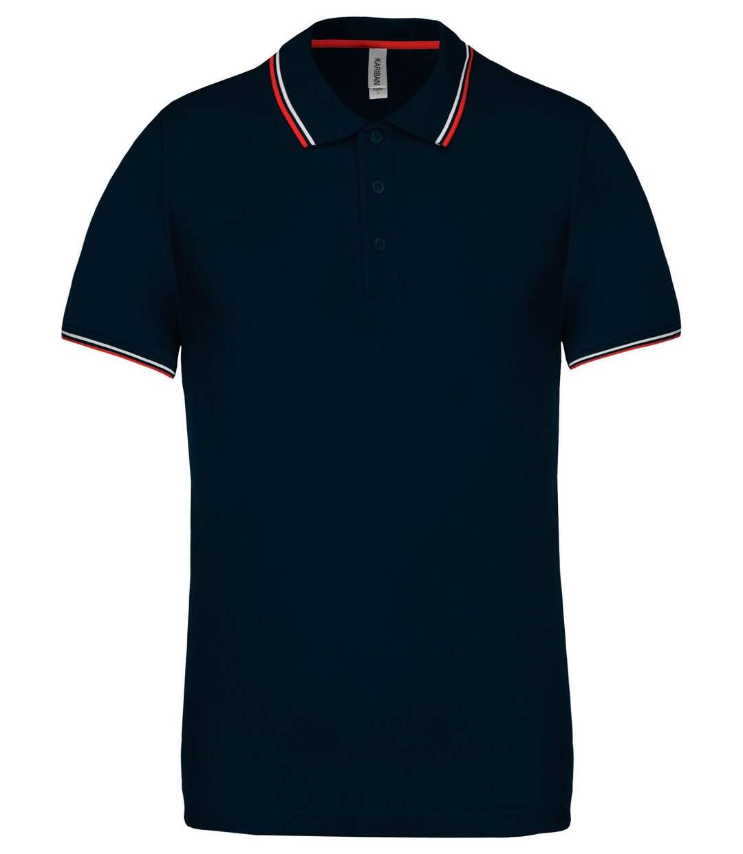 Polo bandes contrastées homme - K250 - bleu marine rouge-blanc - manches courtes-1