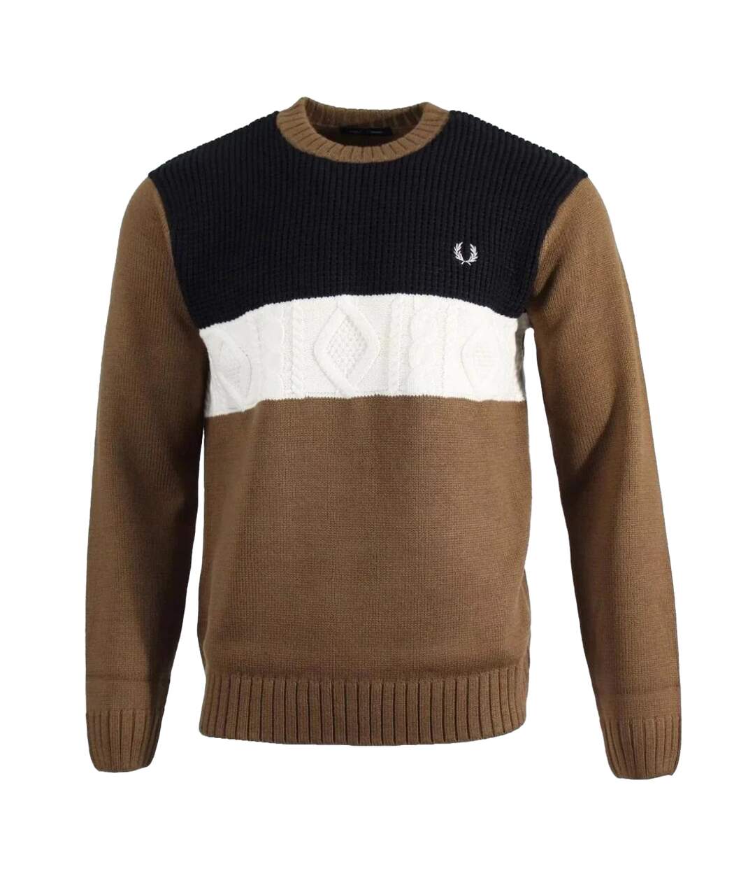 Sweat Homme Marron Noir Blanc Fred Perry-1