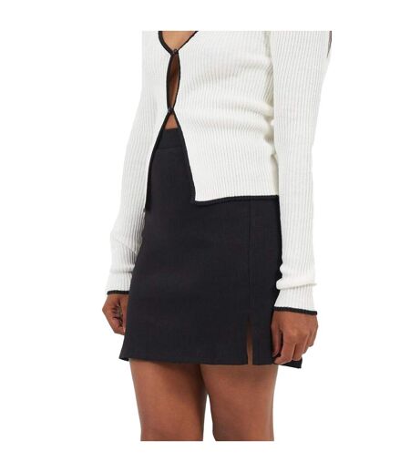 Womens/ladies Ribbed High Waist Mini Skirt Black Brave Soul
