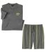 Men's Grey Striped Pyjama Short Set 
