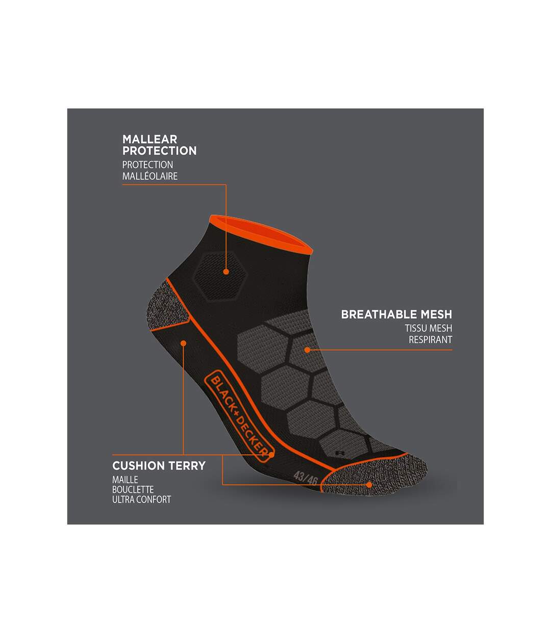 Lot de 4 Paires de Chaussettes Socquettes de travail Tool Black & Decker-2