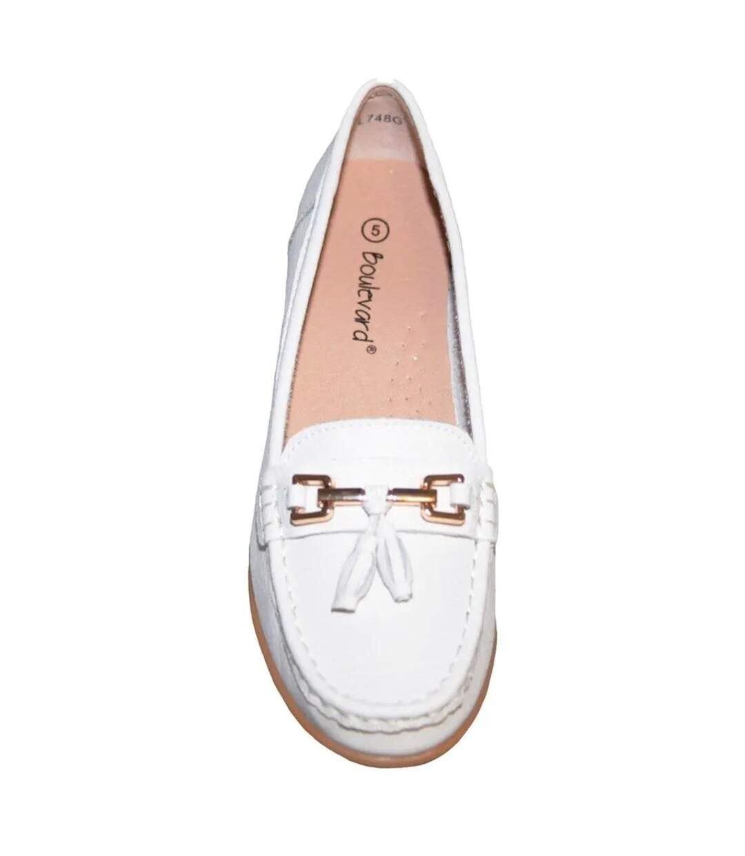 Womens/ladies action leather saddle loafers white Boulevard-2