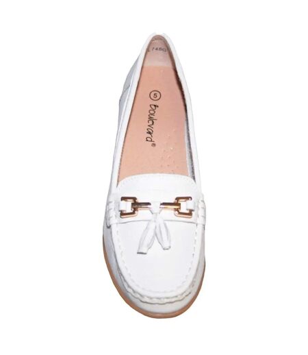 Womens/ladies action leather saddle loafers white Boulevard