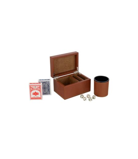 Boîte Jeux de Cartes Ezra 17cm Cognac