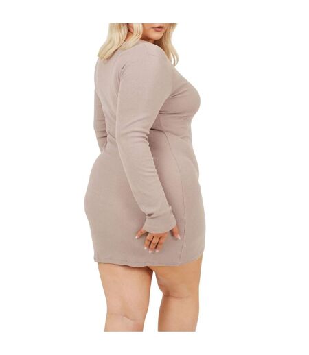 Robe Courte Manches Longues Femme Vieux Rose Pâle Brave Soul