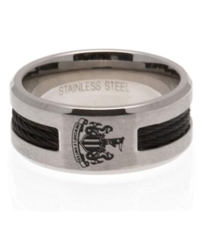 Newcastle United FC Black Inlay Ring (Silver) (Medium) - UTTA1715