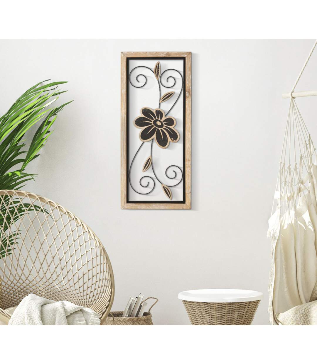Décoration Murale Encadrée Koman 60cm Naturel & Noir-5