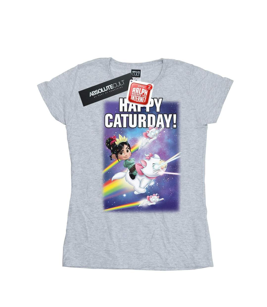 Disney T-shirt en coton Womens/Ladies Wreck It Ralph Happy Caturday (Gris sportif) - UTBI45002-1