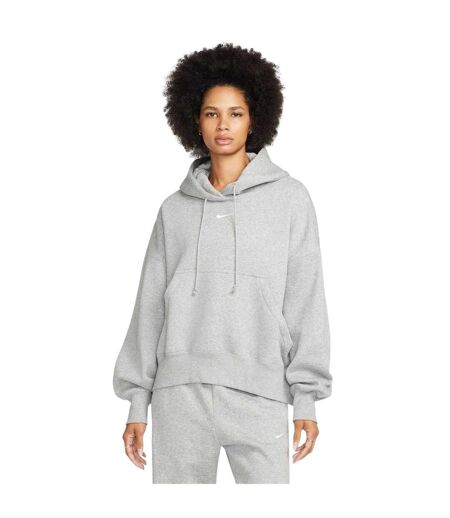 Sweat À Capuche Motif/style Phénix Femme Gris Chiné Blanc Nike