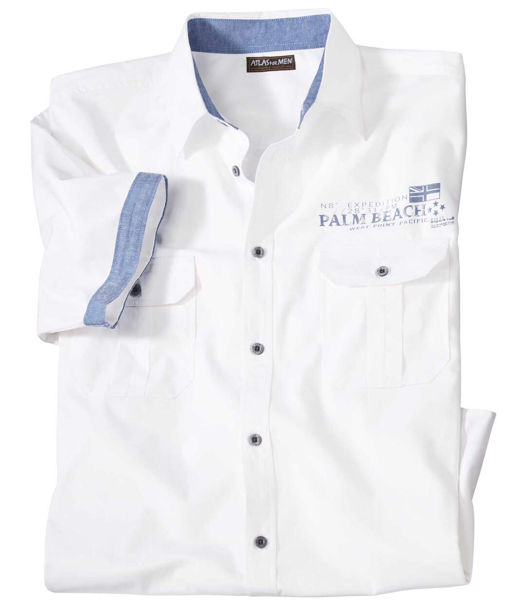 Men's White Poplin Shirt with Short Sleeves Atlas For Men