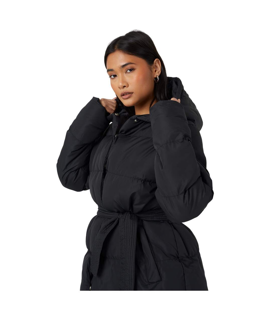 Doudoune À Capuche Motif/style Court Femme Noir Brave Soul-4