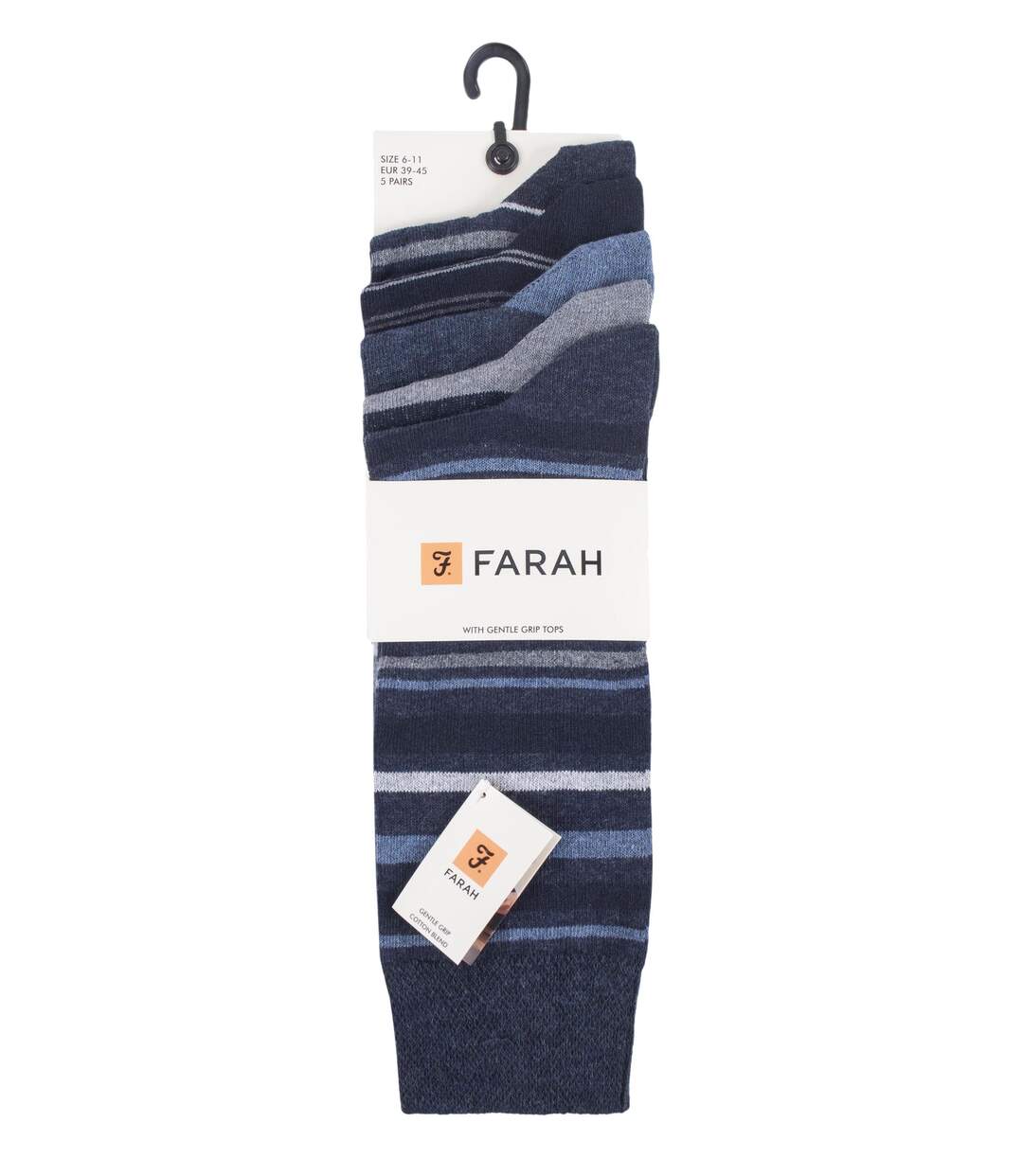 Farah - 5 Paires Chaussettes Coton Rayures Classiques Homme | Respirantes-2