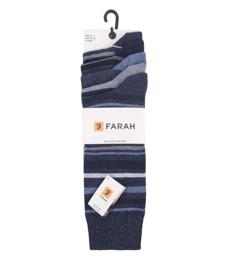 Farah - 5 Paires Chaussettes Coton Rayures Classiques Homme | Respirantes