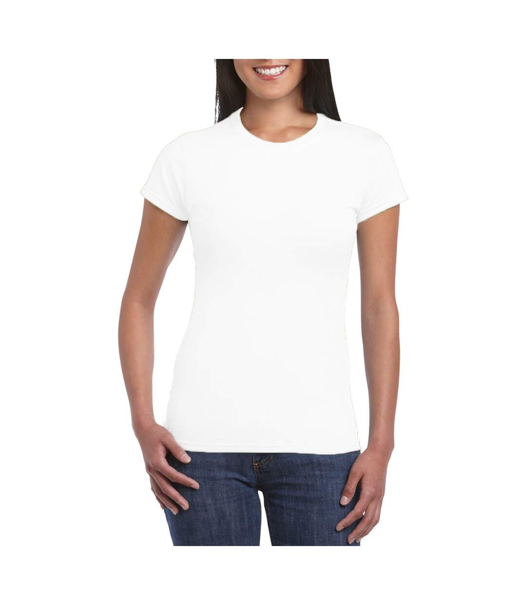 T-shirt à manches courtes femmes blanc Gildan-3