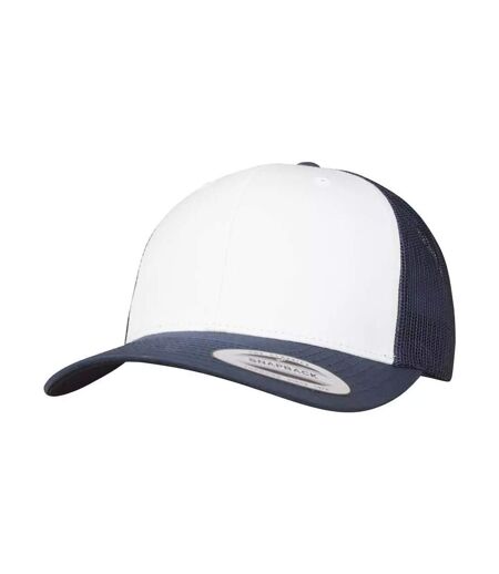 Casquette Trucker Retro Bleu Marine Blanc Flexfit