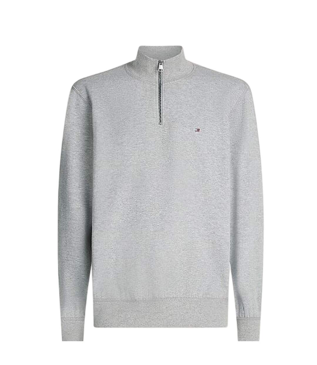 Mens Flag Quarter Zip Sweatshirt Light Grey Tommy Jeans-2