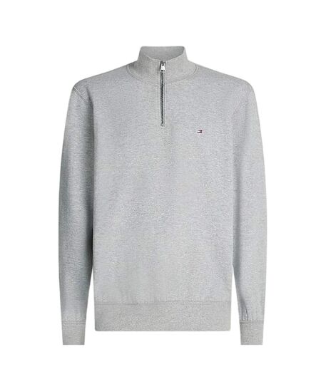 Mens Flag Quarter Zip Sweatshirt Light Grey Tommy Jeans