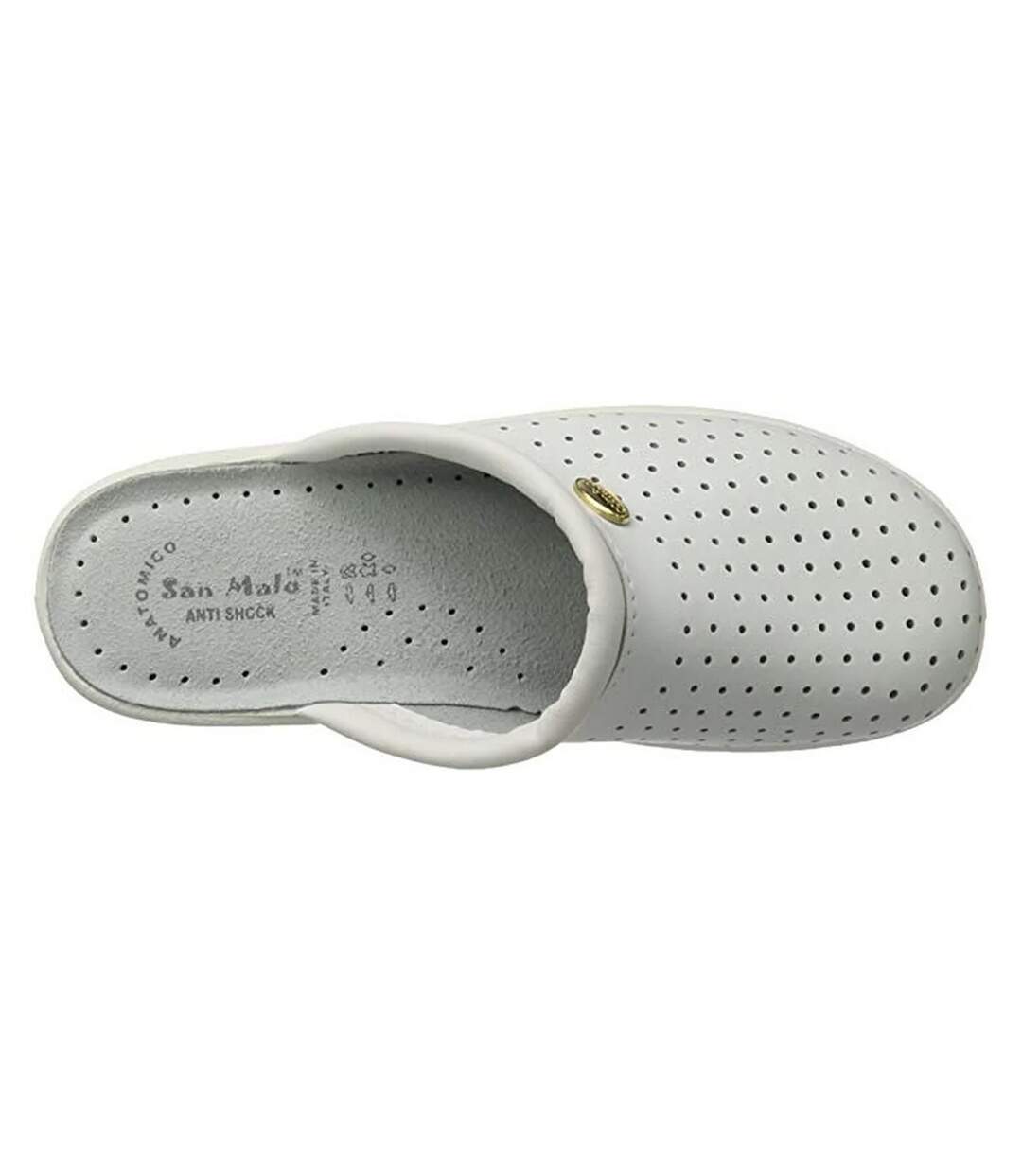 Womens/ladies leather clogs white Dek-3