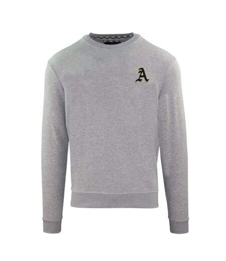 Mens Embroidered Logo Crew Neck Long-sleeved Sweatshirt Grey Aquascutum