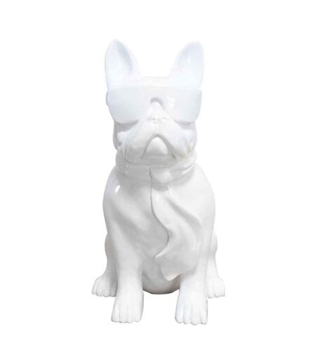 Sculpture Design Chien Dude 37cm Blanc