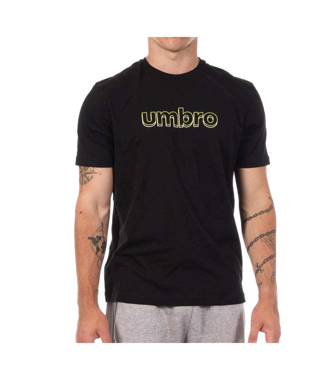 T-shirt noir/jaune homme umbro outl net-1