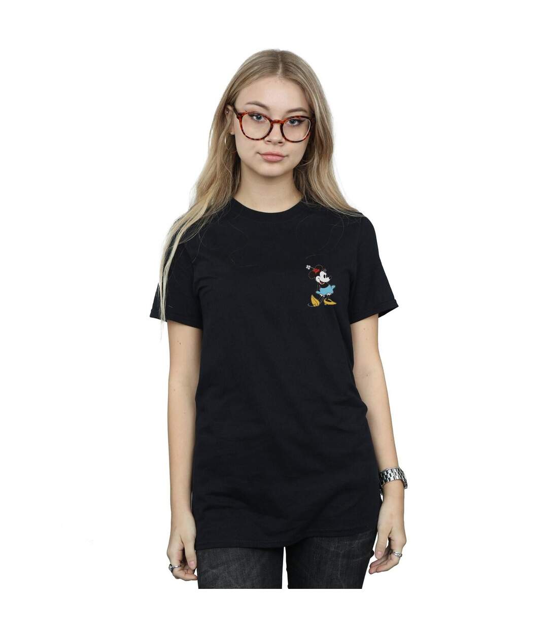Disney Femme/Ladies Minnie Mouse Kick Chest Cotton Boyfriend T-Shirt (Noir) - UTBI36511-2