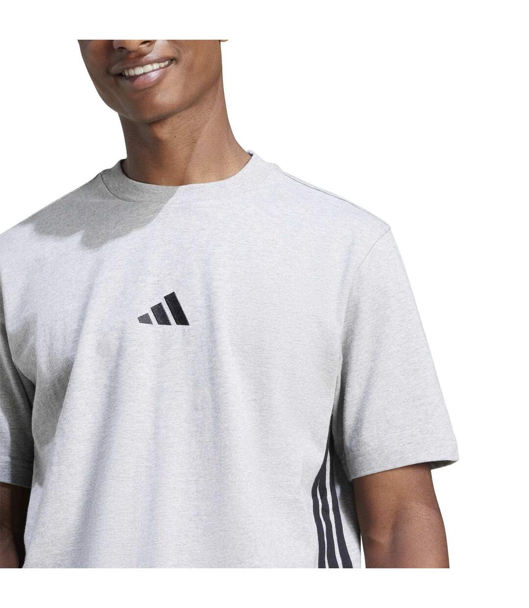 Mens Essentials Logo Single Jersey T-shirt Grey Black Adidas-4