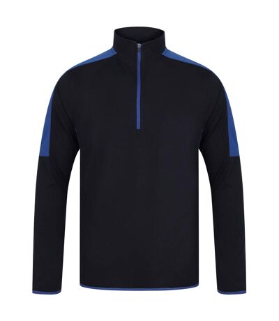 Finden & Hales Mens Contrast Panel Quarter Zip Midlayer (Navy/Royal Blue)