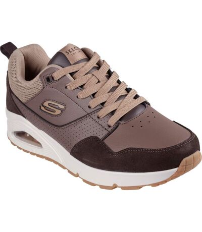 Womens/ladies uno retro one leather trainers brown Skechers