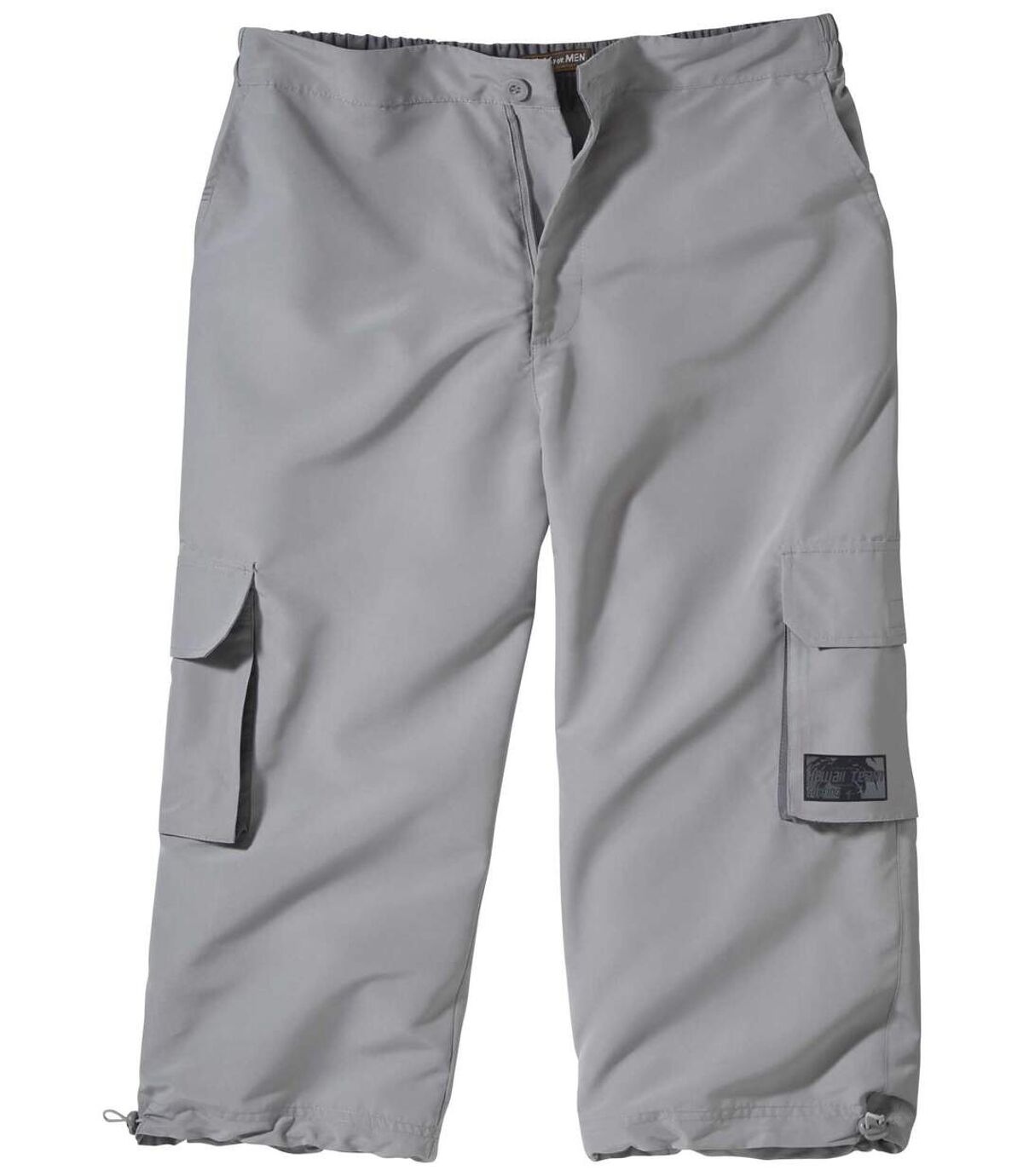 Men's Light Grey Microfibre Cropped Trousers - Partially Elasticated Waist Atlas For Men