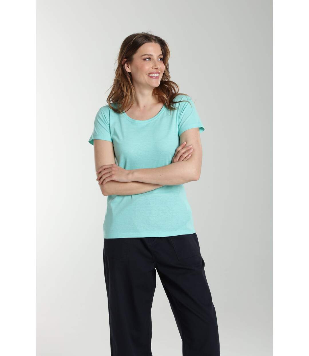 Tee Shirt Col Rond Manches Courtes Femme Marine Cabage() | Gerard Pasquier Avec Col Rond | Gerard Pa-2