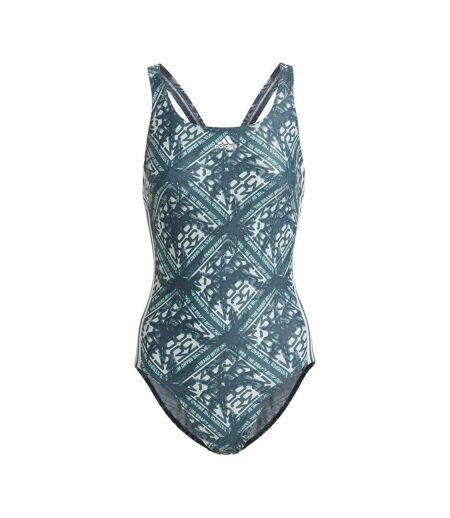 Womens/ladies Sh3 Ro Geometric One Piece Swimsuit Green Adidas