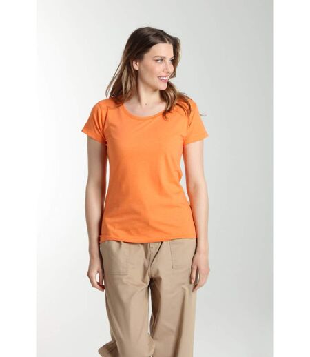 Tee shirt col rond manches courtes femme Marine Corail Rose(Orange) | Gerard Pasquier