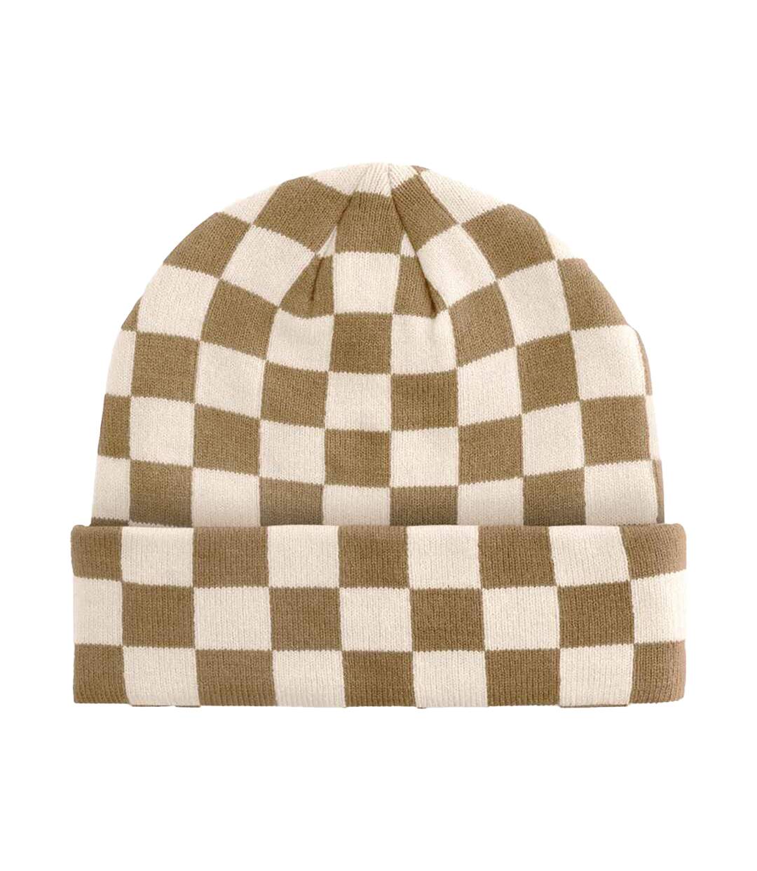 Bonnet Motif/style Damier Adulte Marron Clair Amande Beechfield-1