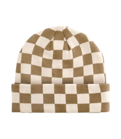 Bonnet Motif/style Damier Adulte Marron Clair Amande Beechfield