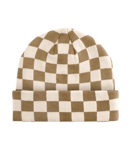 Bonnet Motif/style Damier Adulte Marron Clair Amande Beechfield