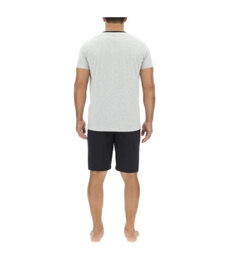 Ensemble Pyjama court homme en coton uni col boutonné & Logo poitrine Pierre Cardin