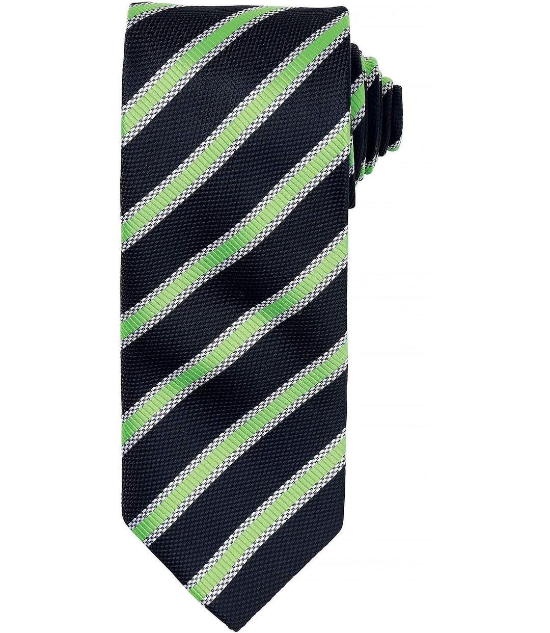 Cravate rayée - PR783 - noir et vert lime-2