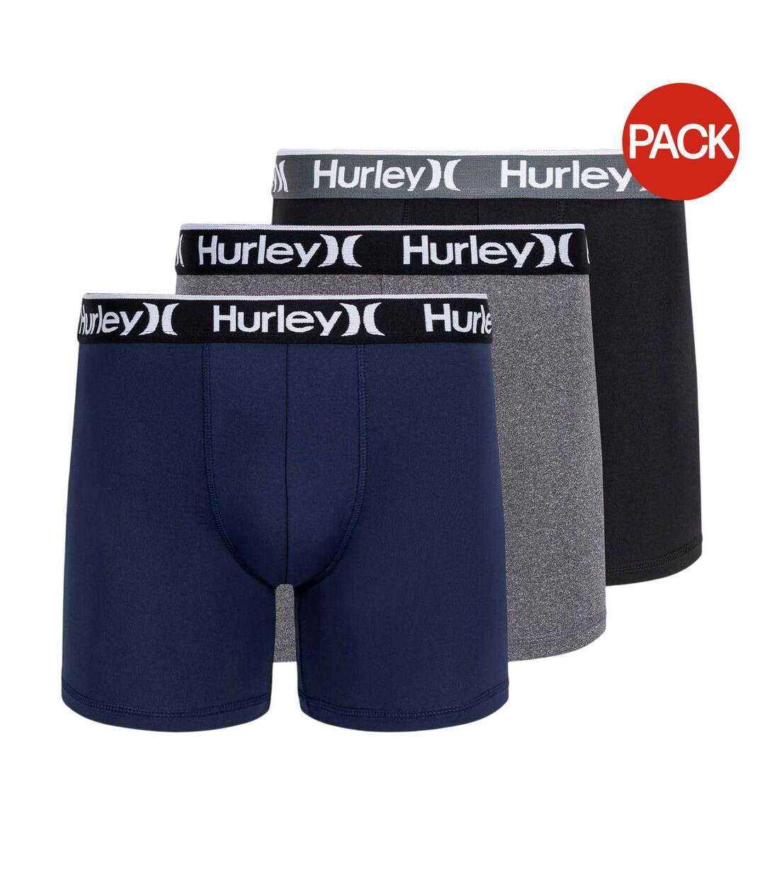 Lot De 3  Boxers Motif/style Uni Homme Bleu Marine Gris Noir Hurley-1