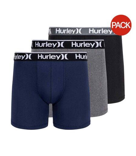 Lot De 3  Boxers Motif/style Uni Homme Bleu Marine Gris Noir Hurley