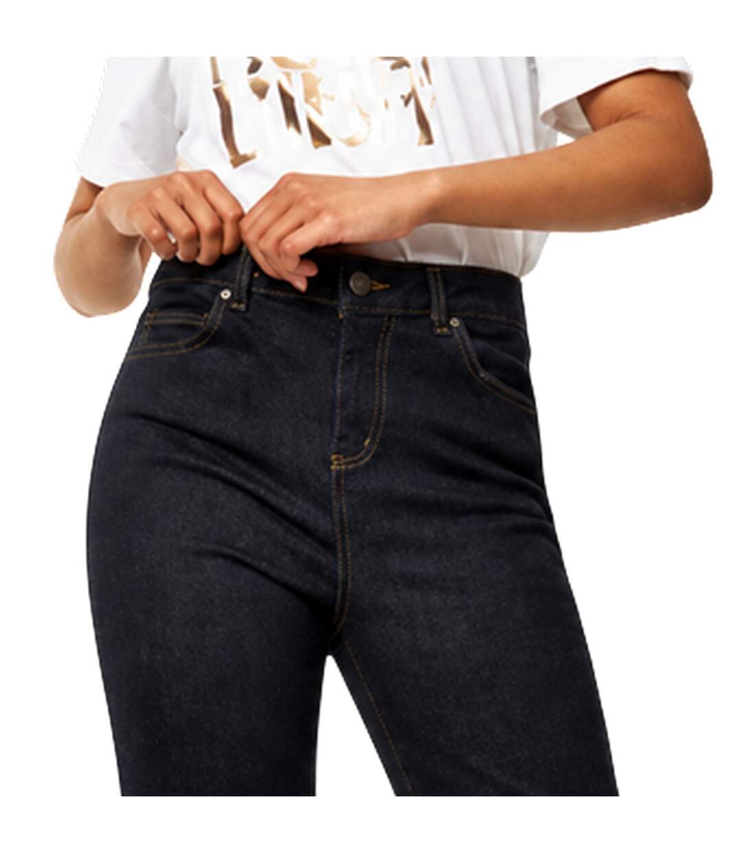 Womens/ladies Kiri Cotton Straight Leg Slim Jeans Mid Blue Biba-2