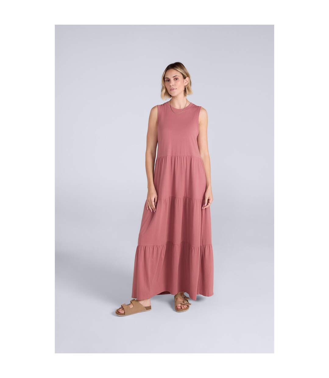 Womens/ladies Jersey Maxi Dress Pink Animal-1
