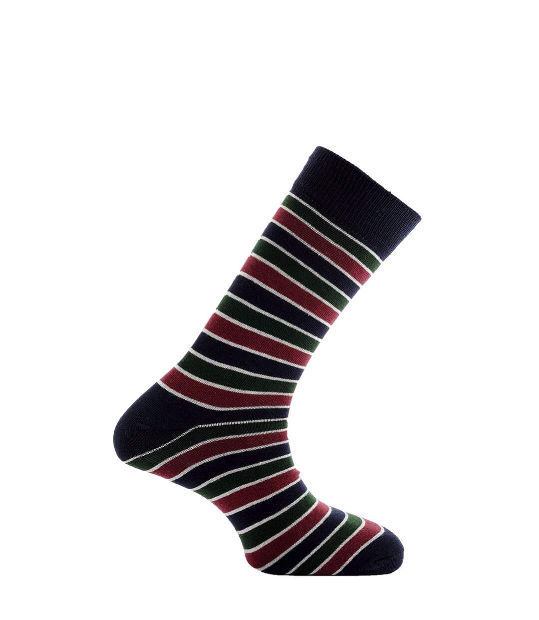 Chaussettes rayées homme marine/blanc/vert/bordeaux Horizon