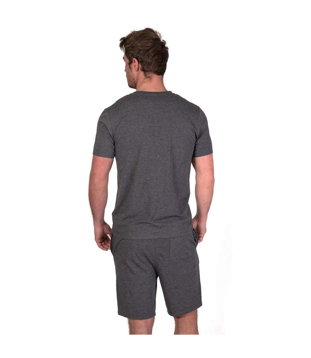 Mens classic v neck pyjama set charcoal grey Light And Shade-2