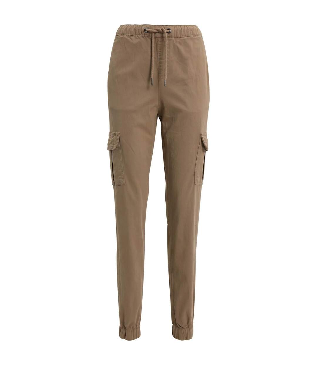 Womens/ladies Cargo Pocket High Waist Jogging Bottoms Soft Taupe Urban Classics-1