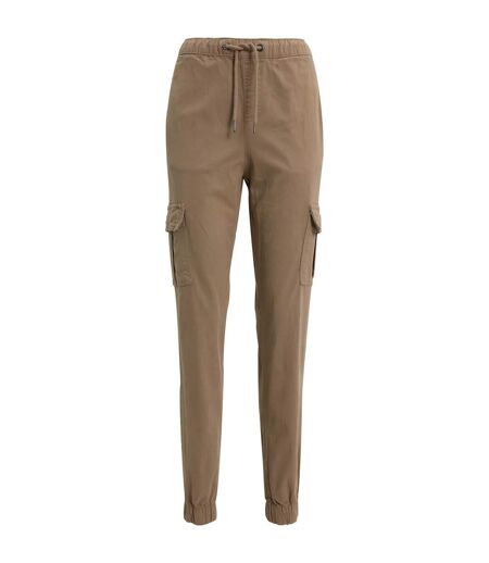 Womens/ladies Cargo Pocket High Waist Jogging Bottoms Soft Taupe Urban Classics