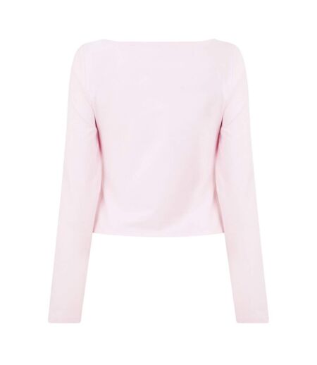 T-shirt Manches Longues Motif/style Strass Femme Rose Pastel Hugo