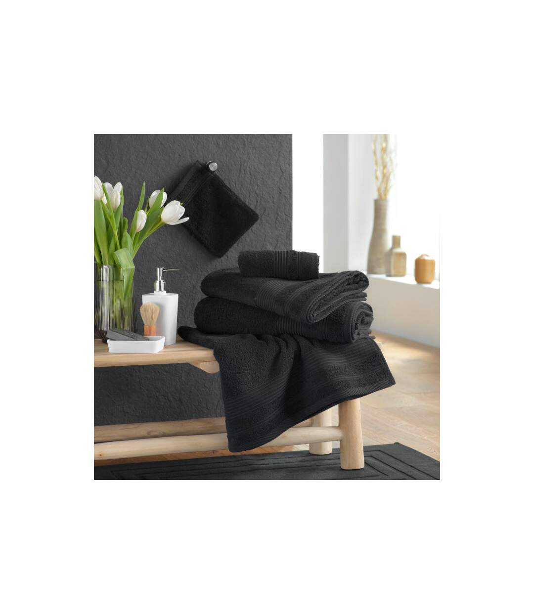 Drap de Douche Tendresse 70x130cm Noir-4