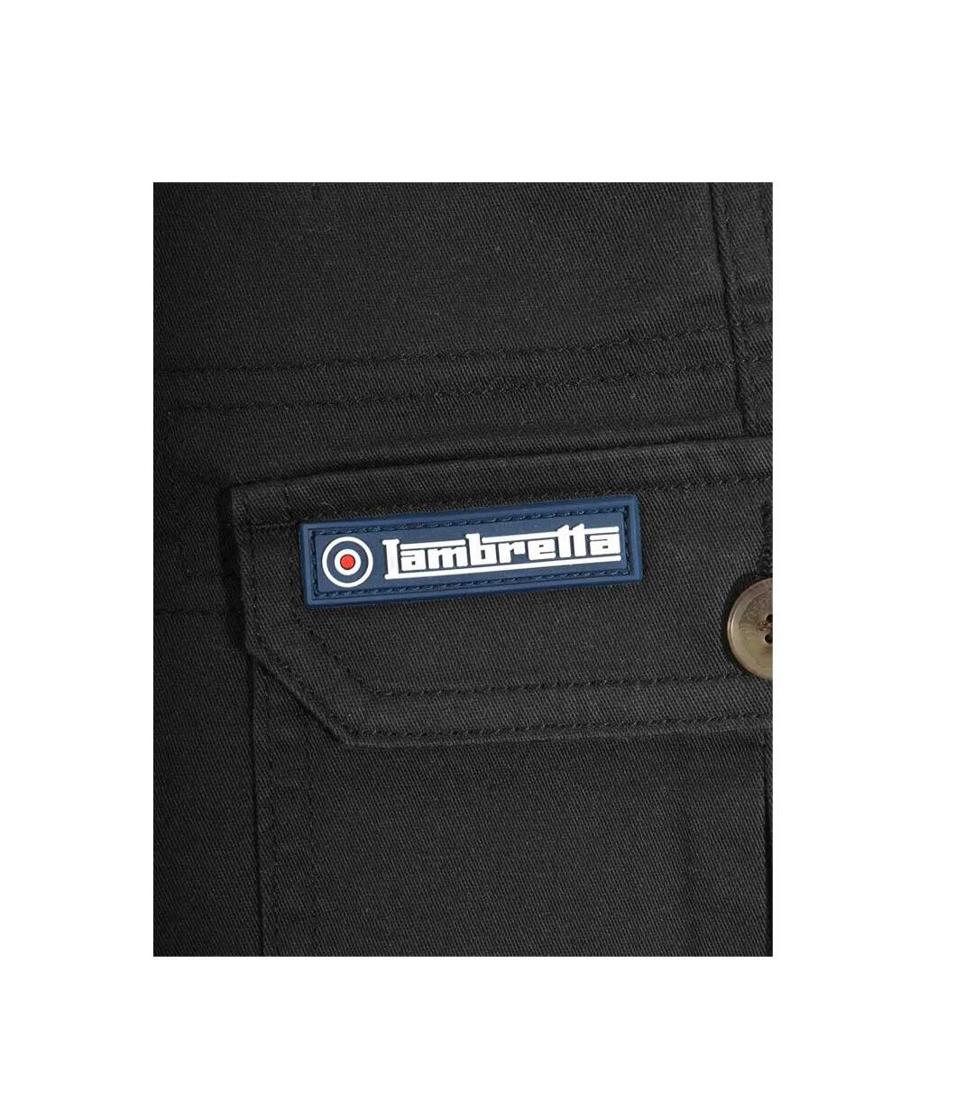 Mens Rubberised Logo Cargo Shorts Black Lambretta-4