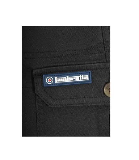 Mens Rubberised Logo Cargo Shorts Black Lambretta